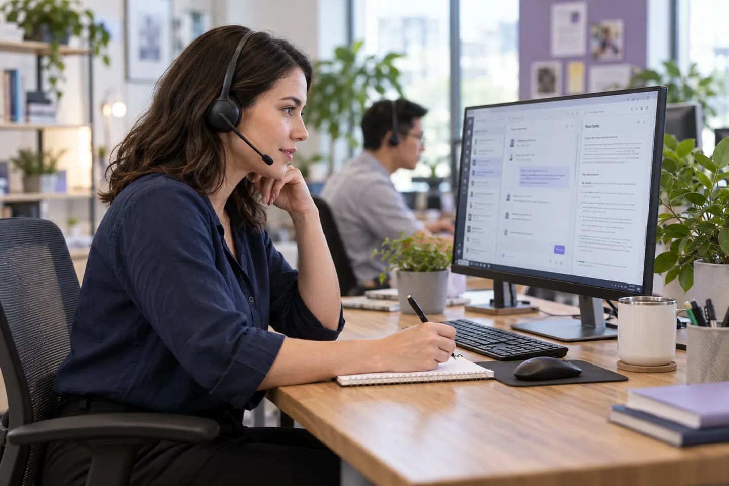 Illustrative scene of a customer support specialist at work