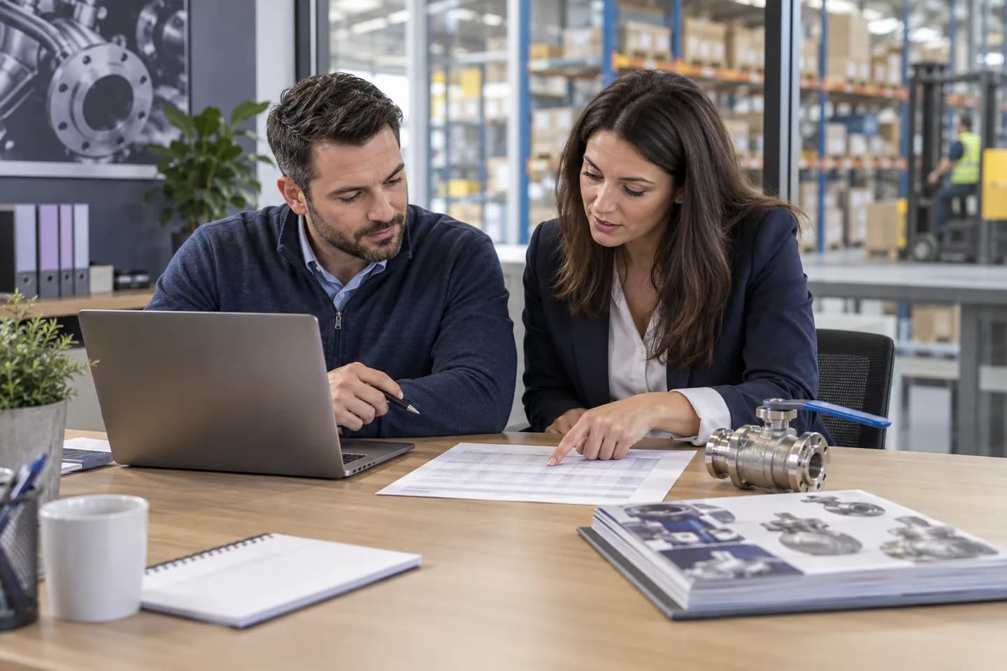 Illustrative scene of a specialist reviewing a customer quotation